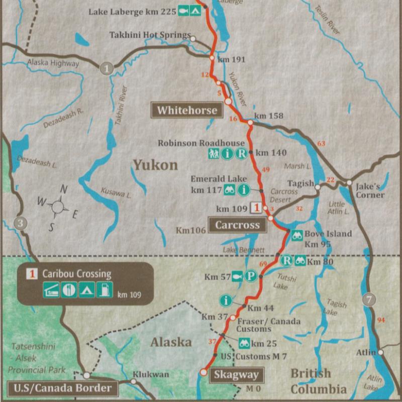 Klondike Highway von Whitehorse nach Skagway