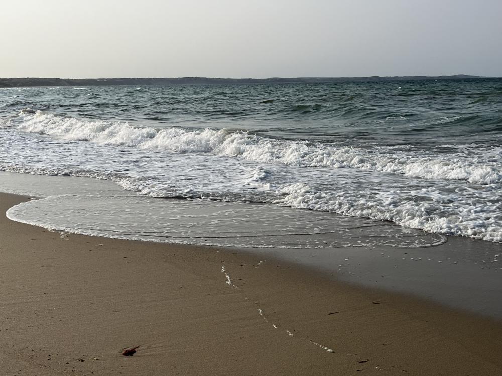 Langer Spaziergang am Sandstrand von Sandwich Beach