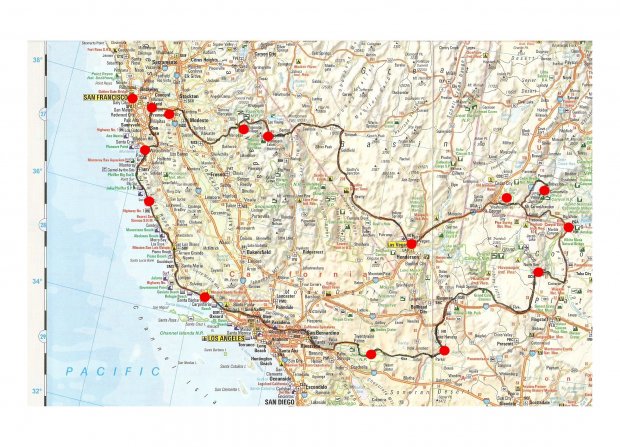 Unsere Route mit Übernachtungsstopps